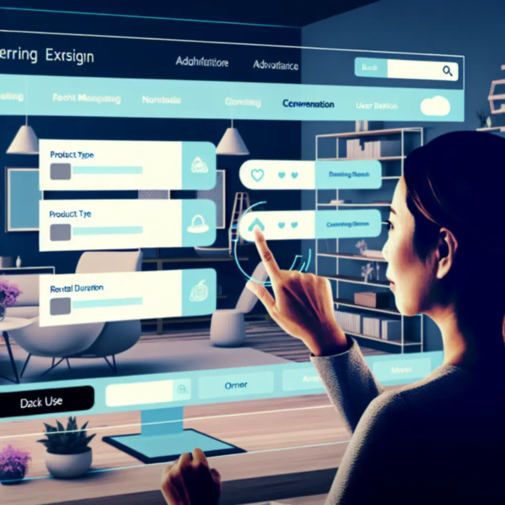 Illustratie van filteropties voor type, merk en huurduur